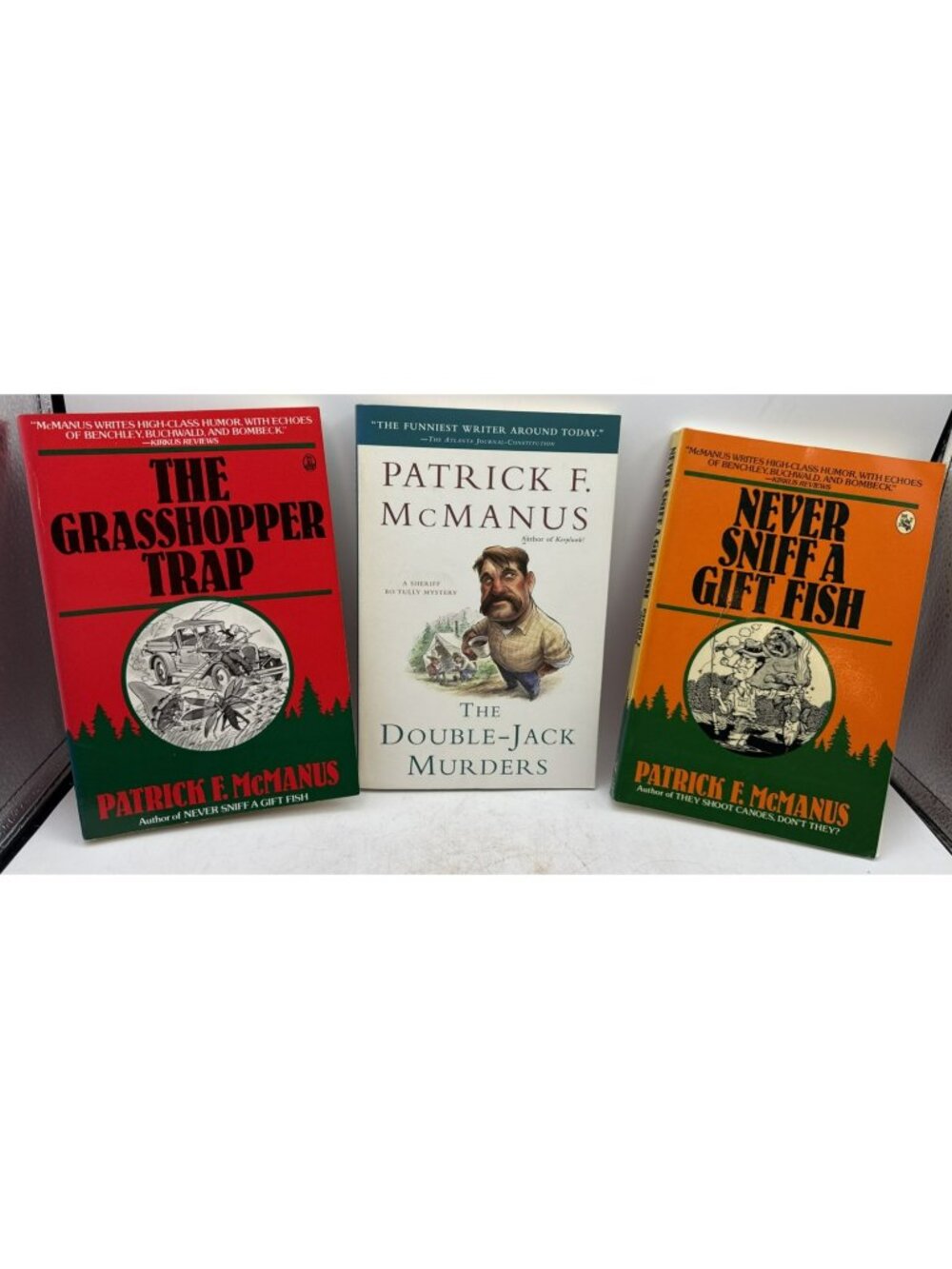 Patrick F McManus 3 Book Lot Gift Fish The Double Jack Murders Grasshopper Trap